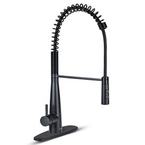 oymov rv kitchen faucet w/pull down sprayer - single handle high arc spring kitchen sink faucet for 1 or 3 hole, rvs, fifth wheels, motor homes, travel trailers, campers, boats, matte black