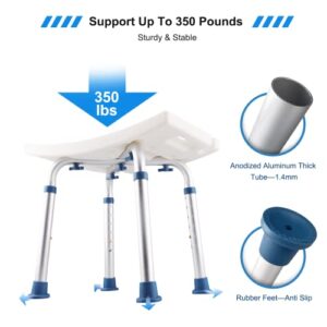 Icedeer Shower Stool, Shower Bench Seat, Shower Chair for Inside Shower and Bathtub, with Shower Head Holder, Bath Chair, Shower Stool for Elderly Senior Disable Pregnant, Tool-Free, Capacity 350LBS