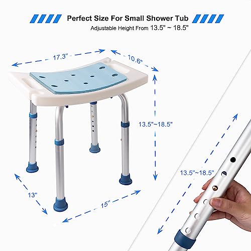 Icedeer Shower Stool, Shower Bench Seat, Shower Chair for Inside Shower and Bathtub, with Shower Head Holder, Bath Chair, Shower Stool for Elderly Senior Disable Pregnant, Tool-Free, Capacity 350LBS