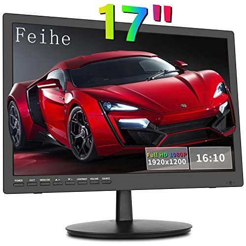 Feihe 17 Inch Computer Monitor, FHD 1920x1200 LED Monitor with HDMI VGA Build-in Speakers, 60Hz Refresh Rate, VESA Mounting