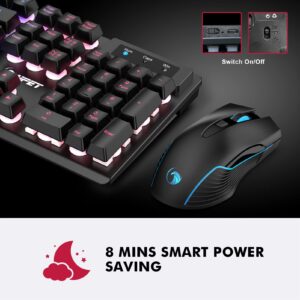 NPET S21 Wireless Gaming Keyboard and Mouse Combo, RGB Backlit Quiet Ergonomic Mechanical Feeling Keyboard, Gaming Mouse 3200DPI, for Desktop