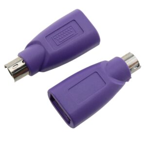 e-outstanding usb to ps2 adapter, 2pcs usb female to ps/2 male converter adapter for mouse keyboard, purple