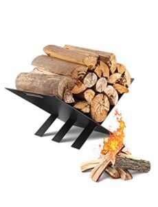 deerfamy firewood rack indoor, heavy duty log holder for outdoor fireplace wood storage, black
