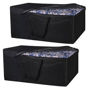 nettypro patio cushion storage bags 2 pack water-resistant extra large bag for outdoor cushions heavy duty patio furniture storage bag 65 inch, black