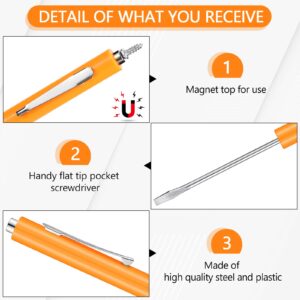 20 Pcs Pocket Screwdriver Mini Tops and Pocket Clips Pocket Screwdriver Magnetic Slotted Screw Driver Mini Screwdriver Pocket Screwdriver with Magnet for Mechanical Electrician Technician (Orange)