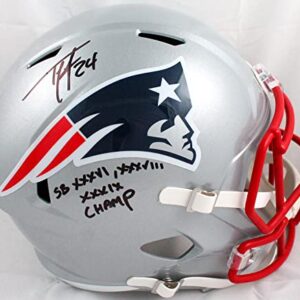 Ty Law Autographed New England F/S Speed Helmet w/SB Champs-Beckett W Hologram Black