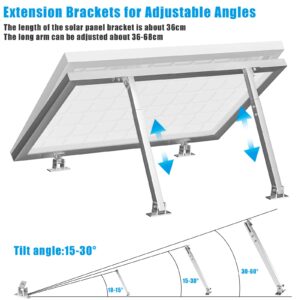 woefste Adjustable Solar Panel Tilt Mount Brackets Aluminum Alloy Mounting Bracket Stand Systems Support 50W 70W 100W 150W 200W 300W 400W Panels for Roof/Boat/Flat Surface, 2 Set