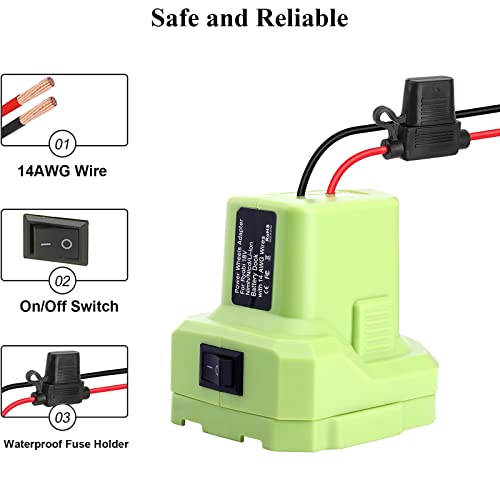 ELEFLY Power Wheel Adapter with Fuse & Wire Terminal, Compatible with Ryobi 18V One+ Battery P108 P107 P102 P109 P189 P190, Power Connector for RC Toy Car, e-Bike and Robotics