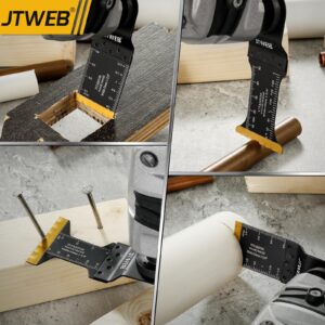 JTWEB 5PCS Titanium Oscillating Multitool Blade for Wood Metal, Titanium Oscillating Saw Blades for Nails Screws Cutting, Universal Multi Tool Blades Kits Oscillating Tool Blades fit Dewalt Milwaukee