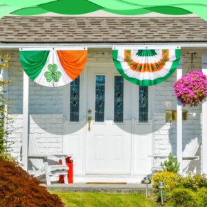 6 Pcs 3 x 1.5 Feet Ireland Flag Shamrock St. Patrick Day Flag Irish Flag Bunting Patriotic Flag Bunting Pleated Half Fan Flag with Grommet Garden Banner Decoration Outdoor Flag