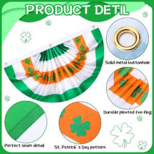 6 Pcs 3 x 1.5 Feet Ireland Flag Shamrock St. Patrick Day Flag Irish Flag Bunting Patriotic Flag Bunting Pleated Half Fan Flag with Grommet Garden Banner Decoration Outdoor Flag