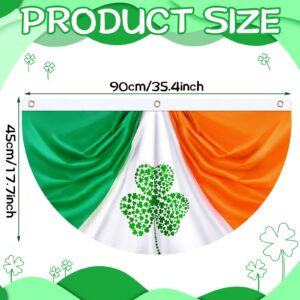 6 Pcs 3 x 1.5 Feet Ireland Flag Shamrock St. Patrick Day Flag Irish Flag Bunting Patriotic Flag Bunting Pleated Half Fan Flag with Grommet Garden Banner Decoration Outdoor Flag