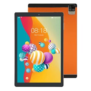 android 12 tablet, 10.1in hd lcd screen display, 5g wifi portable pad support calling, front 200w rear 500w dual camera, long lasting battery, 10 cores cpu tablet pc 6gb 128gb(orange)
