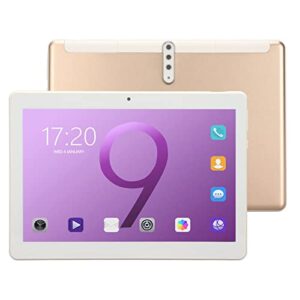pusokei android tablet 10in tablet, 3gb ram 32gb rom, octa core 2.0ghz cpu, fhd ips touch screen, 2mp & 5mp hd camera, 2.4g/5g wifi, dual sim card slot, 6000mah battery(gold)