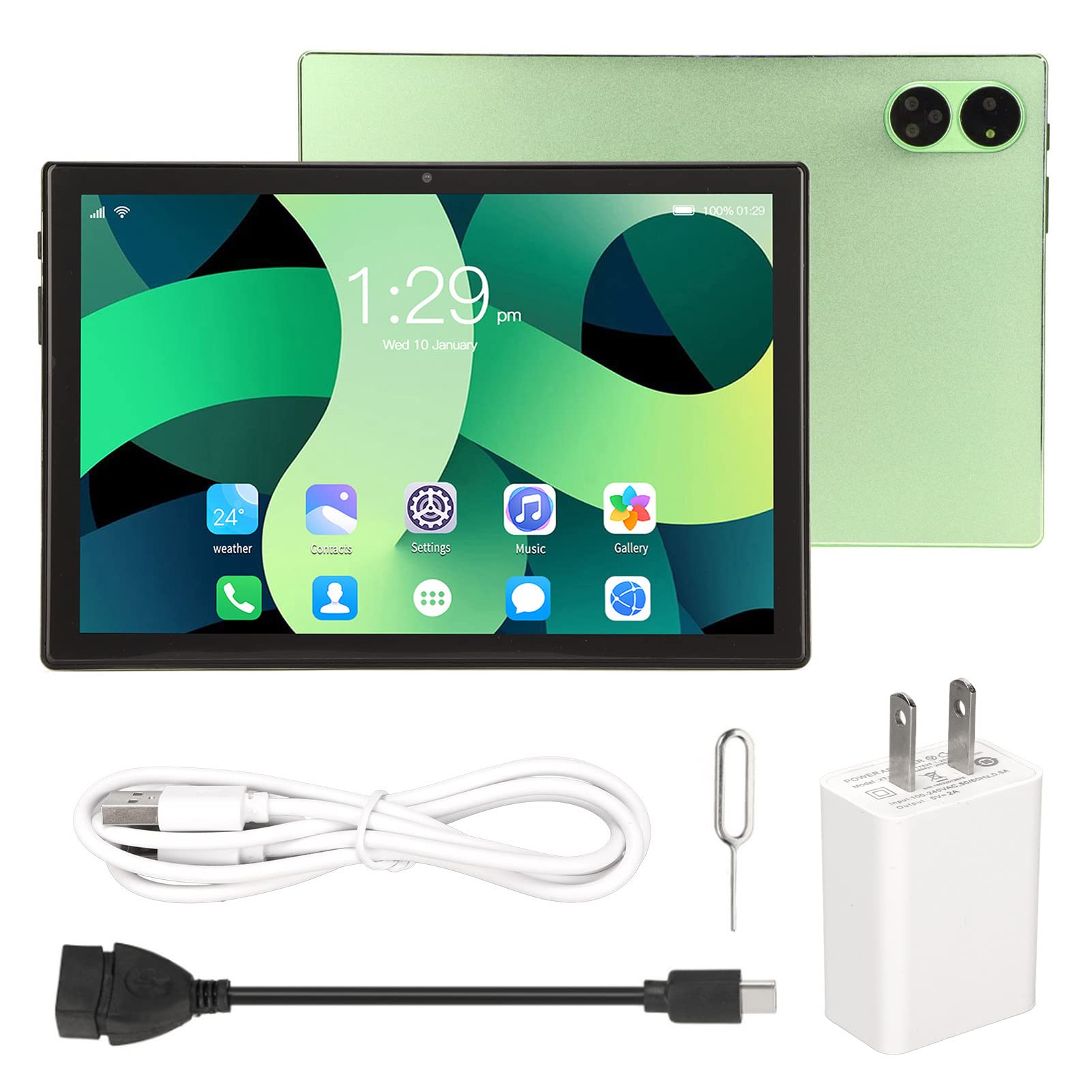 Tablet 10.1 Inch Android 11 Tablets, 4GB RAM 128GB ROM Octa Core Tablets with Dual Cameras, 128GB Expandable, Dual Card Slot Dual WIFI, Large Capacity Battery, 5MP Front and 8MP Rear Cameras(Green)
