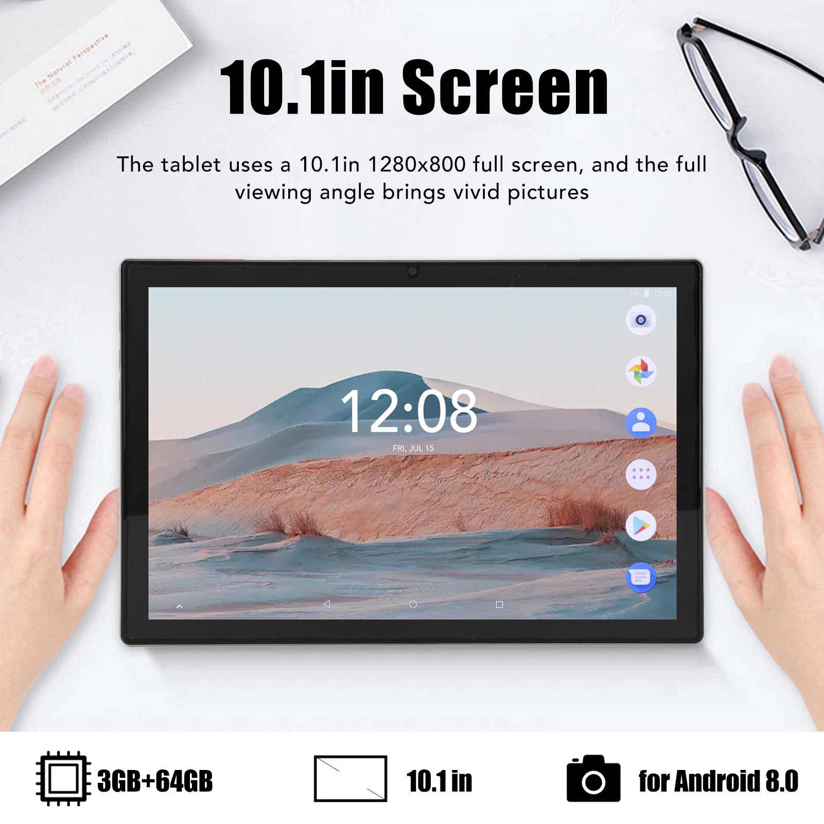 Estink 10.1 inch HD Tablet, Pink Dual Camera Tablet, Dual Sim, Callable, 3GB 64GB, 1280x800 Resolution, 5 Million Front and 13 Million Rear Pixels, for Android 8.0 Smart Operating System(US)