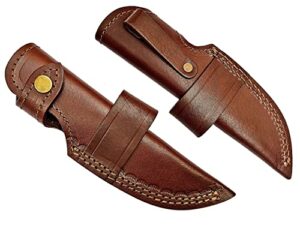 9" long handmade leather sheath for fixed blade knife. fits up to 5"—5.5” cutting blade knife.