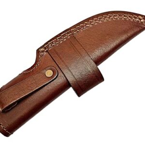 9" Long Handmade Leather Sheath For Fixed Blade Knife. Fits up to 5"—5.5” cutting blade knife.