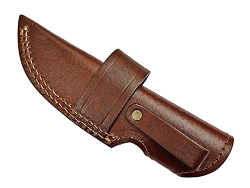 9" Long Handmade Leather Sheath For Fixed Blade Knife. Fits up to 5"—5.5” cutting blade knife.