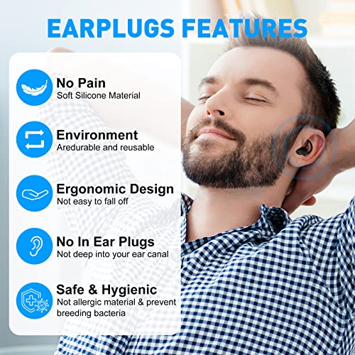 Ear Plugs for Sleeping Noise Cancelling, Ear Plugs for Noise Reduction with a Storage Box, Washable Hearing Protection for Work, Travel, Concert, Swimming, Sleep Snoring