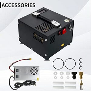 TUXING 4500Psi Portable Pcp Air Compressor,Small air compressor Powered by Car 12V or Home 110V AC,8MM Quick-Connector Compatible for pcp air gun with Water/Oil Separator