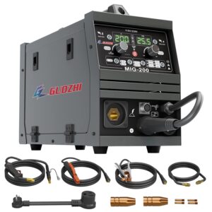 gz guozhi 200a mig welder, 6 in 1 stick welder/gas mig/gasless flux core mig/lift tig/spot welding/spool gun multi-process, 110v/220v welding machine with dual lcd digital display (us connector)