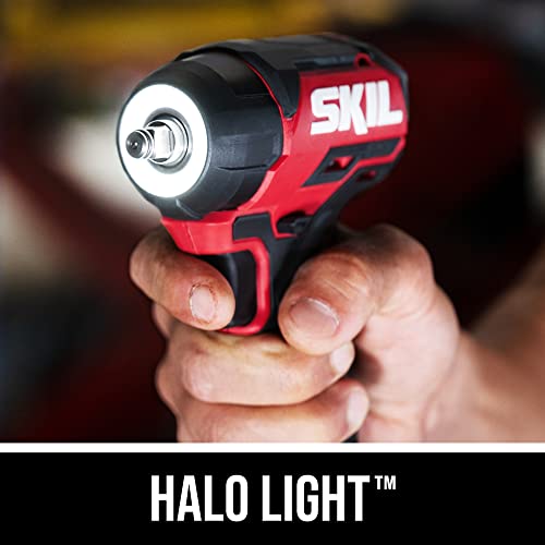 SKIL PWR CORE 20 Brushless 20V 3/8 in. Compact Impact Wrench Kit with 3-Speed & Halo Light Includes 2.0Ah Battery and PWR Jump Charger - IW6739B-10