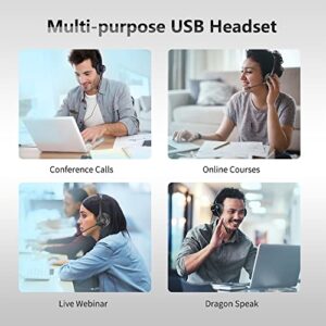 YBINYNA USB Headset with Microphone for PC, Noise Cancelling & Audio Controls Computer Headset 3.5mm Jack/USB Connection for Cell Phone/Call Center/Skype/Zoom/Webinar