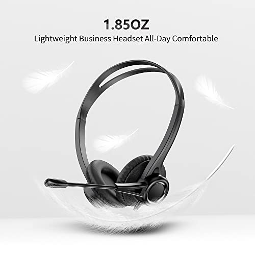 YBINYNA USB Headset with Microphone for PC, Noise Cancelling & Audio Controls Computer Headset 3.5mm Jack/USB Connection for Cell Phone/Call Center/Skype/Zoom/Webinar