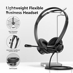 YBINYNA USB Headset with Microphone for PC, Noise Cancelling & Audio Controls Computer Headset 3.5mm Jack/USB Connection for Cell Phone/Call Center/Skype/Zoom/Webinar