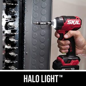 SKIL PWR CORE 12 Brushless 12V 1/4 In. Hex Compact Impact Driver Kit with 3-Speed & Halo Light & One-handed collet Includes 2.0Ah Lithium Batteries and PWR JUMP Charger -ID6744A-10