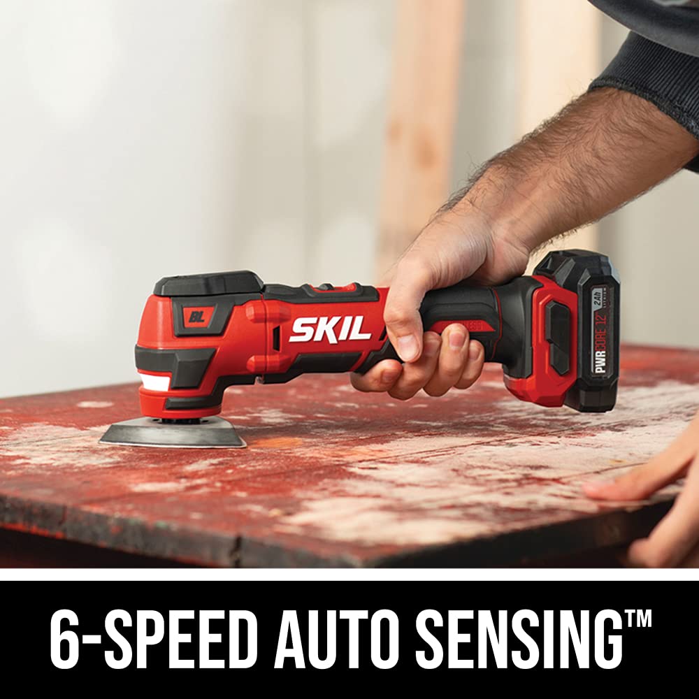 SKIL PWR CORE 12 Brushless 12V 5-Tool Compact Combo Kit Includes Two 2.0Ah Battery and Charger - CB8368A-20,Red