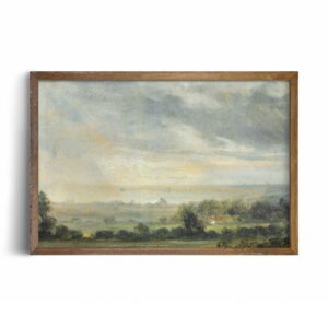 Rustic Farmhouse Wall Art Decor - 24x36 Large Unframed Rolled Canvas - Boho Landscape Picture - Oil Painting Aesthetic Vintage - Spring Green Cottagecore Nature - French Country Kitchen Print Poster