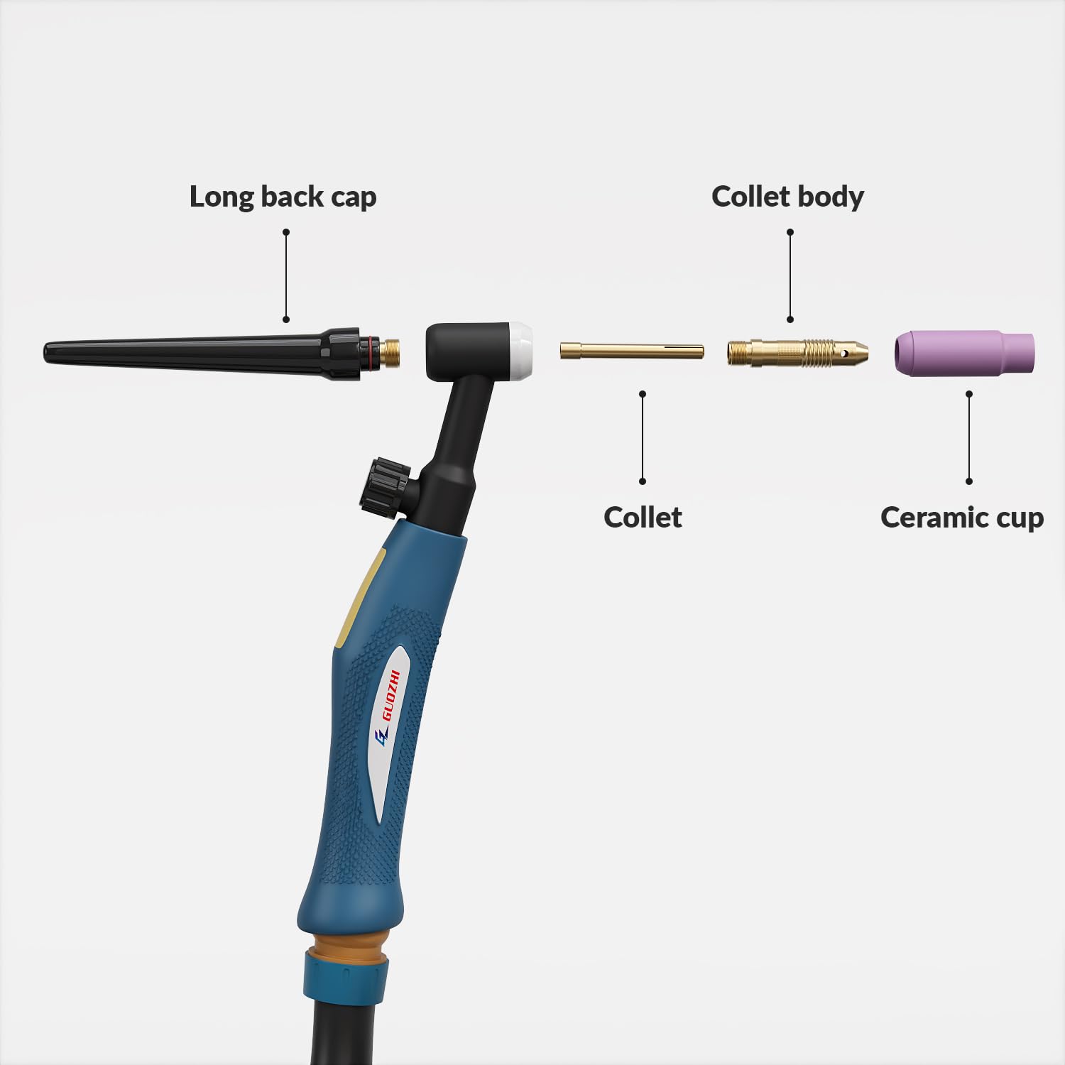 GZ GUOZHI TIG Welding Torch WP17V 13ft Air Cooled Lift TIG Torch 35-50mm Connector for GZ GUOZHI MIG160 MIG-200 MIG-200P MIG Welder, ARC-140 ARC-160 ARC-200 ARC200LCD Stick Welder