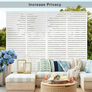 Elevens Free Decorative Privacy Screen with Stand, Outdoor Decor Privacy Fence Screen Metal Fence Panels, Outdoor Divider for Garden Patio Backyard (White-Stripes)