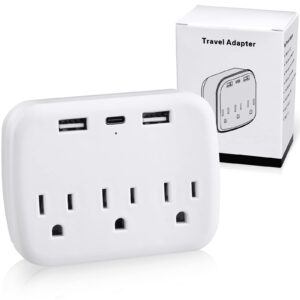 cruise power strip cruise essentials non surge protection outlet extender with usb outlets ports portable travel adapter multiple plug for cruise ship, home, office, white
