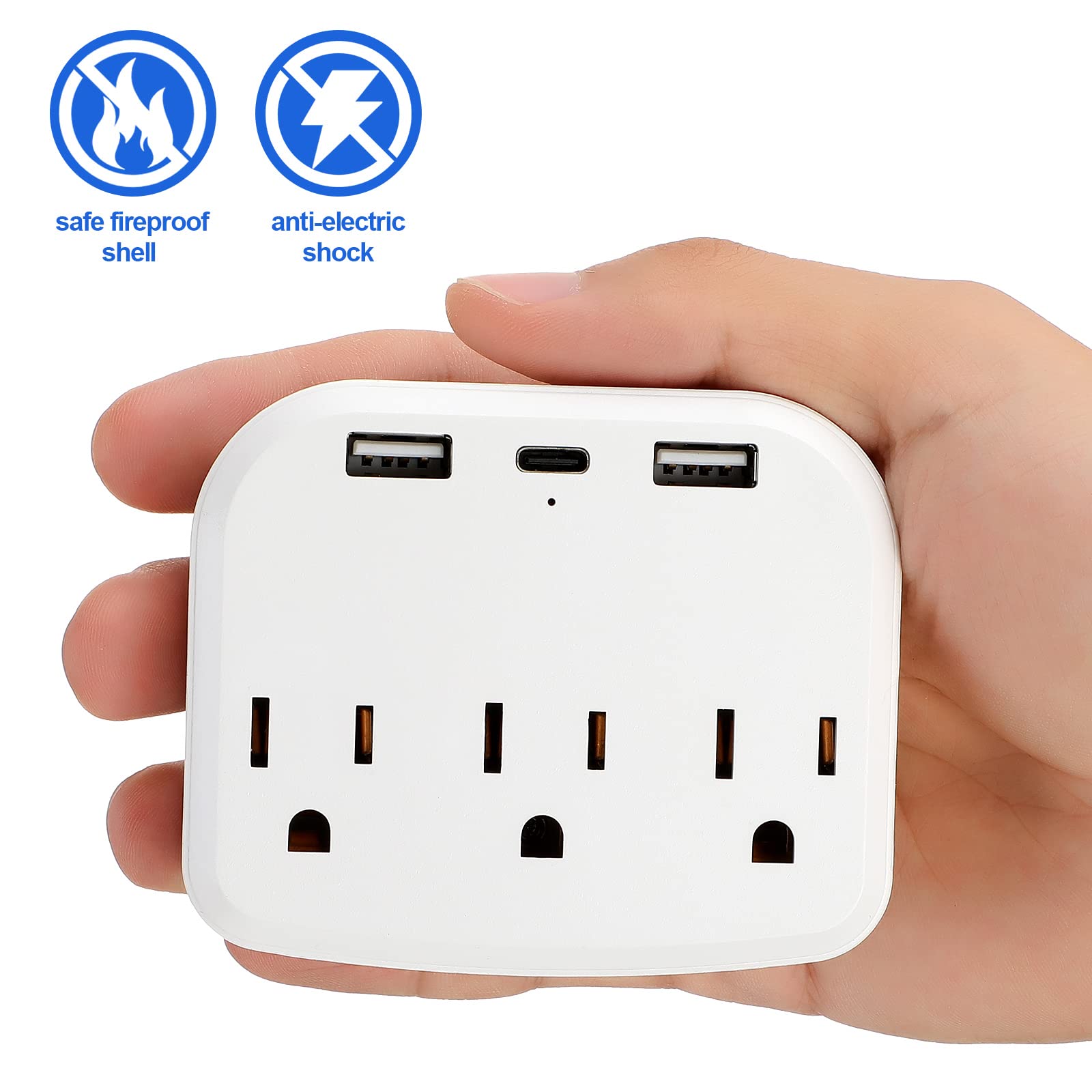 Cruise Power Strip Cruise Essentials Non Surge Protection Outlet Extender with USB Outlets Ports Portable Travel Adapter Multiple Plug for Cruise Ship, Home, Office, White