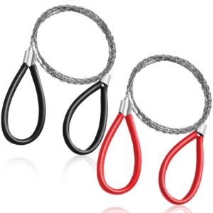 2 pcs pvc pipe cable saw stainless steel wire saw hand pocket string rope saw emergency survival wire saw pvc pipe cutting tool for wood camping hiking hunting, red, black, 23.62 inch