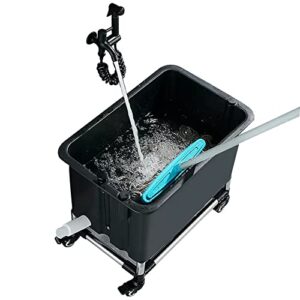 floor mop sink with roller, free standing wash station with water tap movable commercial mop service basin for kitchen/restaurant/business/garages (color : black, size : 60x40x50cm)