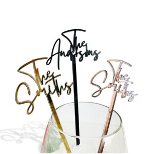 personalized name drink stirrers, custom hand lettered, modern calligraphy stir swizzle stick, cocktail bar accessories, wedding table centerpiece, bridal shower decor, party pick, birthday decoration