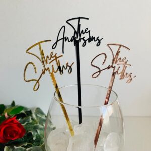 Personalized Name Drink Stirrers, Custom Hand Lettered, Modern Calligraphy Stir Swizzle Stick, Cocktail Bar Accessories, Wedding Table Centerpiece, Bridal shower decor, Party pick, Birthday decoration