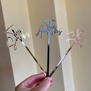 Personalized Name Drink Stirrers, Custom Hand Lettered, Modern Calligraphy Stir Swizzle Stick, Cocktail Bar Accessories, Wedding Table Centerpiece, Bridal shower decor, Party pick, Birthday decoration