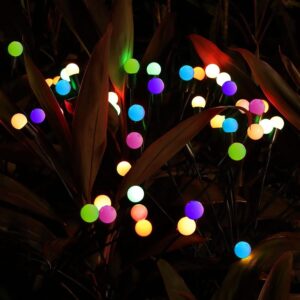 solar lights outdoor waterproof, swaying solar garden lights firefly lights decorative outdoor lights yard lights, dancing fireflies lights for path fence, swaying when wind blows