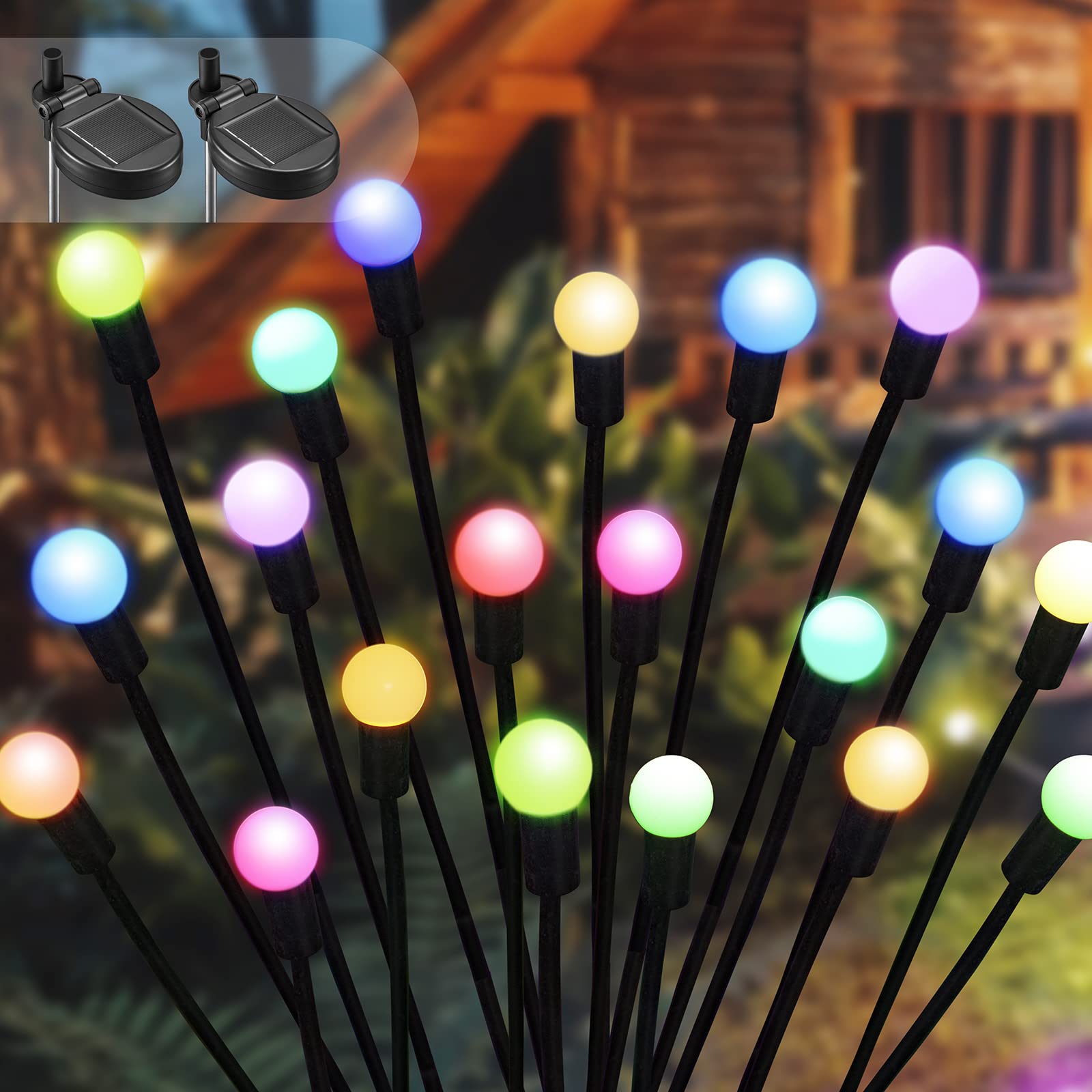 Solar Lights Outdoor Waterproof, Swaying Solar Garden Lights Firefly Lights Decorative Outdoor Lights Yard Lights, Dancing Fireflies Lights for Path Fence, Swaying When Wind Blows