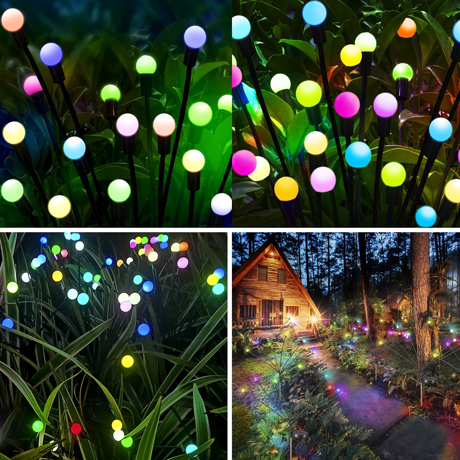 Solar Lights Outdoor Waterproof, Swaying Solar Garden Lights Firefly Lights Decorative Outdoor Lights Yard Lights, Dancing Fireflies Lights for Path Fence, Swaying When Wind Blows