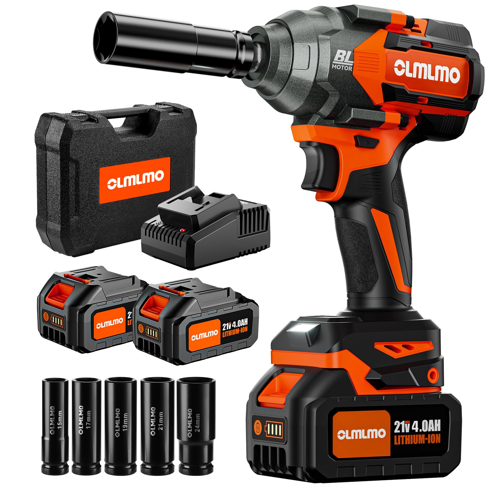 olmlmo 1/2 Inch Max 1000nm Cordless Impact Wrench, Zinc Alloy