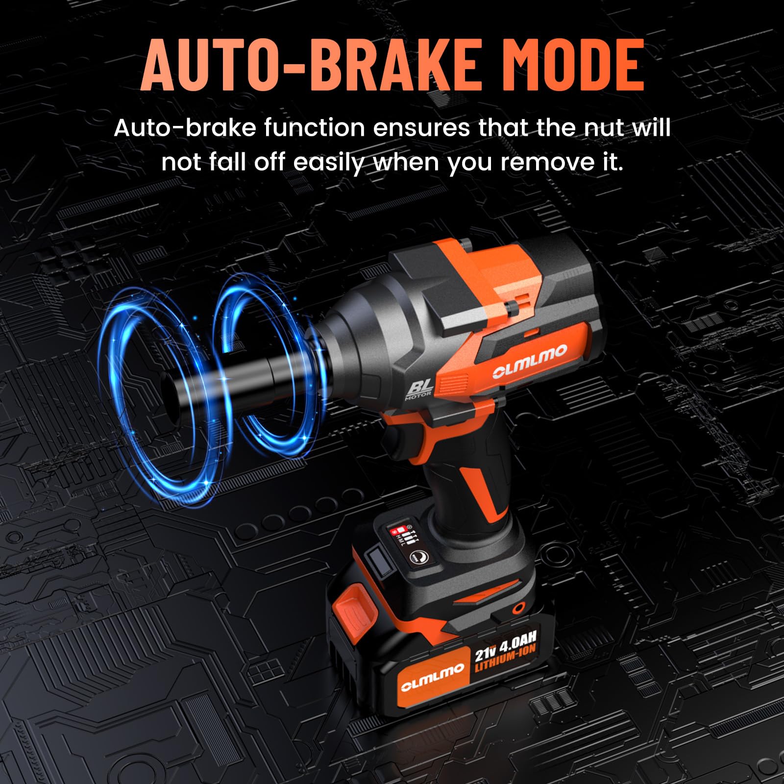 olmlmo 1/2 Inch Max 1000nm Cordless Impact Wrench, Zinc Alloy