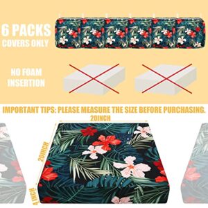 Panelee 6 Pcs Patio Cushion Covers Square Chair Seat Cushion Slip Covers Waterproof Outdoor Cushion Covers Replacement Water Repellent Slipcover with Ties for Sofa Furniture Bench (20 x 20 x 4 Inch)