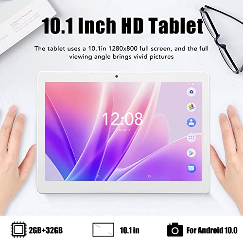 Pomya 10.1 Inch Tablet, HD Tablet, Dual SIM Dual Standby Tablet, 2GB RAM 32GB ROM IPS Screen Support GPS FM MIC Calendar Clock for Entertainment Work(1)