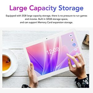 Pomya 10.1 Inch Tablet, HD Tablet, Dual SIM Dual Standby Tablet, 2GB RAM 32GB ROM IPS Screen Support GPS FM MIC Calendar Clock for Entertainment Work(1)